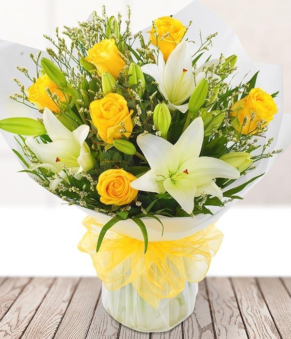 Yellow Rose and Lily Aqua
