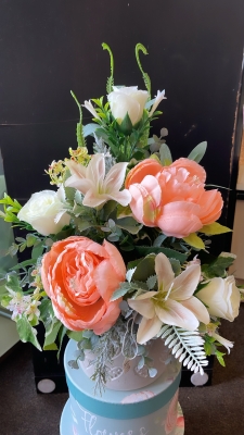 Peach silk arrangement